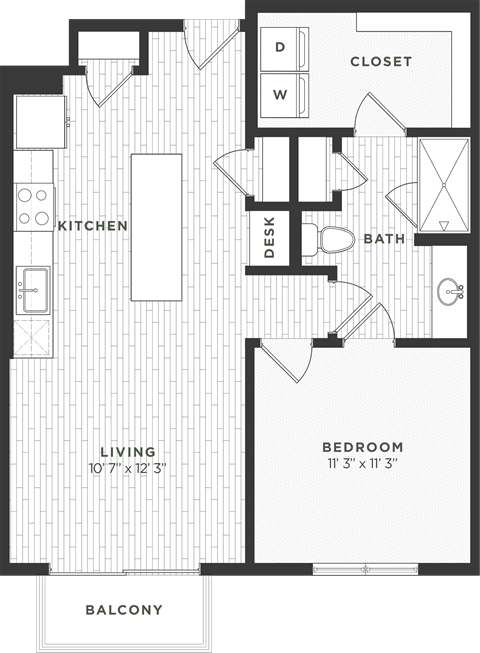 One bedroom floor plan